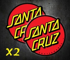 Santa Cruz Classic Dot Circle Skateboard Sticker Decal Screaming Hand 3 inch X2