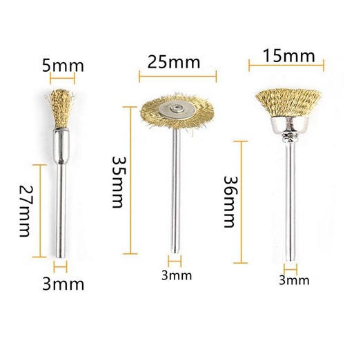 45Pack T&Bowl&Pin 3mm Shank Wire Brush Cleaning Sanding Deburring Polishing Tool - Picture 13 of 18