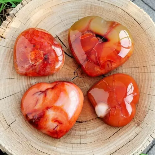 Natural Carnelian Heart Agate Gemstone Healing Carved Crystal Palmstone Gifts