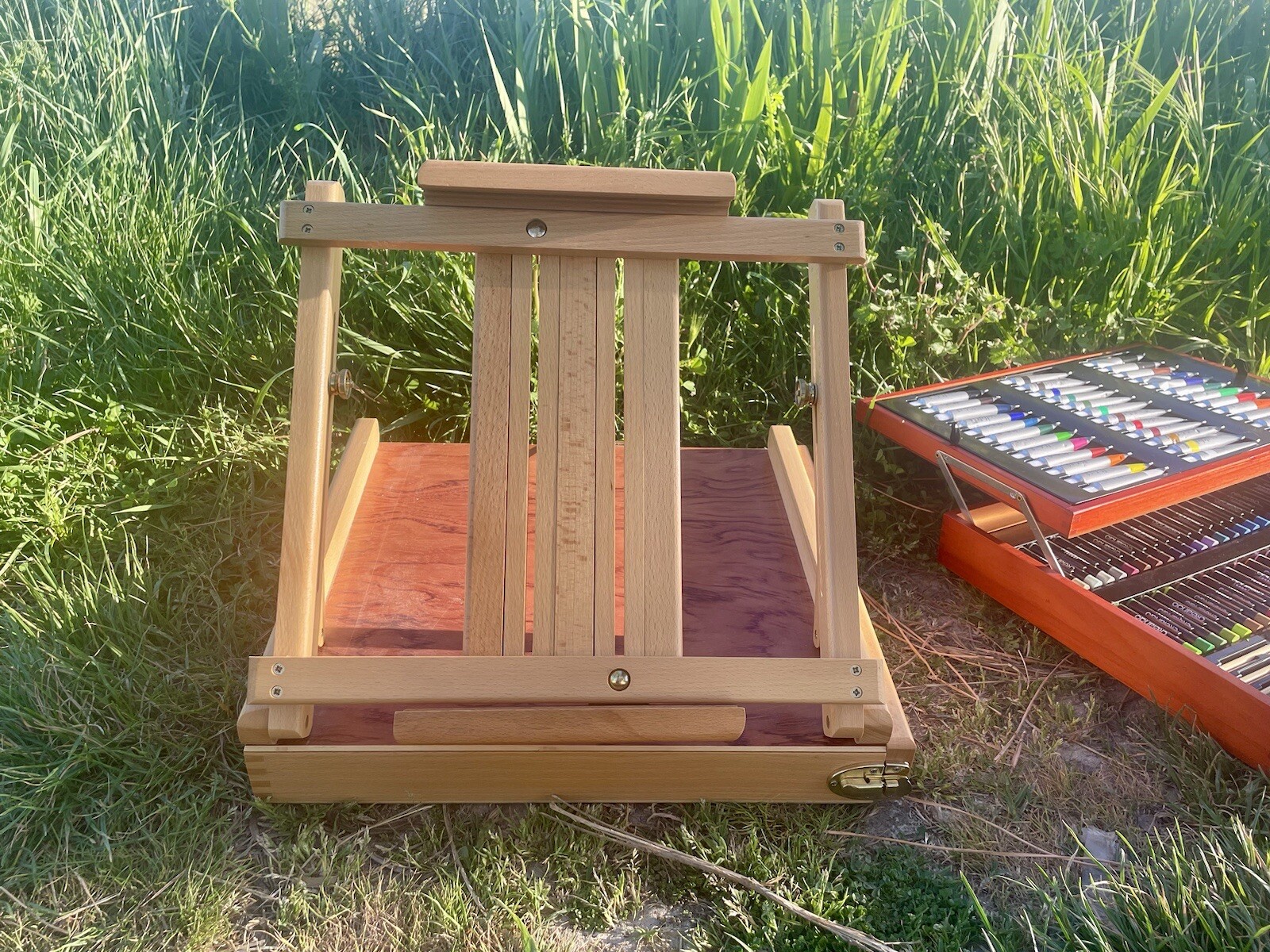 Chevalet de Voyage Jullian en bois de hêtre avec tiroir et sangle de transport