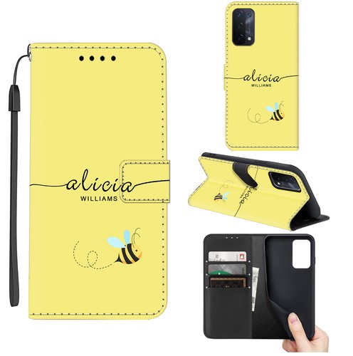 Bee Pattern Case Personalised Leather Cover For Oppo A54 A94 Find X5 X3 Reno 8 7 - Picture 3 of 100