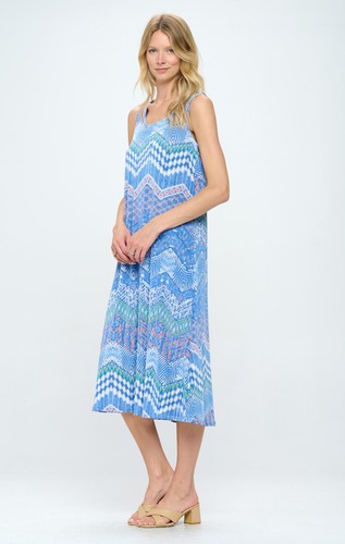 VESTIDO LARGO TANQUE JOSTAR azul elástico poli spandex tejido viaje s m l xl 2x 3x - Imagen 2 de 8
