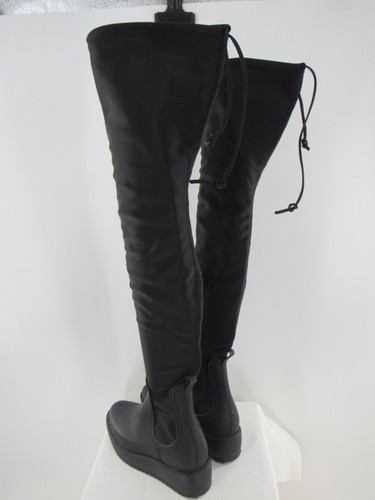 Jeffrey Campbell Monsoon Thigh High Rain Black Solid Over the Knee Boots Sz 8.5 - Picture 3 of 6
