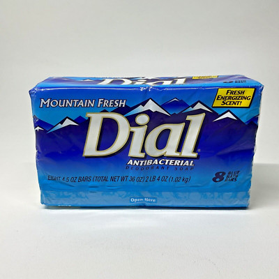 Vtg 1990s Dial Mountain Fresh Bar Soap Antibacterial Deodorant 8 Bars NOS 4.25..