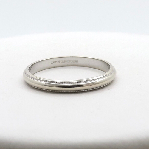 Art Carved 14k White Gold Milgrain Edge Wedding Band Ring sz7 New - Picture 3 of 5