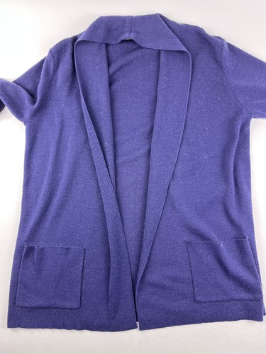 Nordstrom Wool Purple Women's Cardigan Open Draped Soft Pockets Size M Medium - Picture 3 of 8