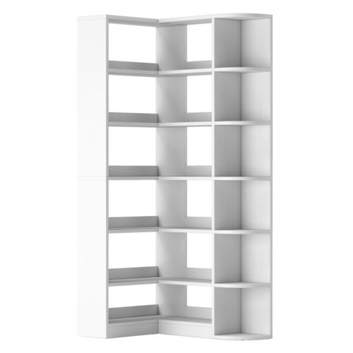 6 Tier Corner Bookcase Bookshelf Home Office Living Room Storage Display Rack - Picture 9 of 9