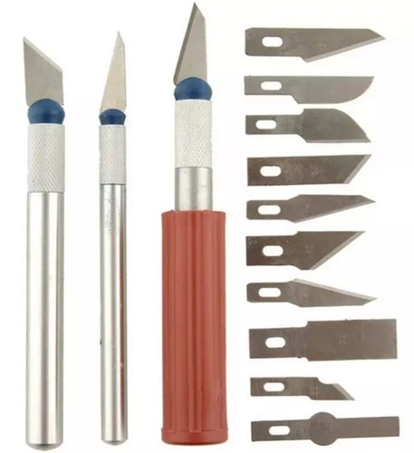 HOBBY KNIFE BLADE KIT PRECISION CUTTING ART CRAFT RAZOR CUTTER TOOL SET 3D MODEL - Picture 6 of 11