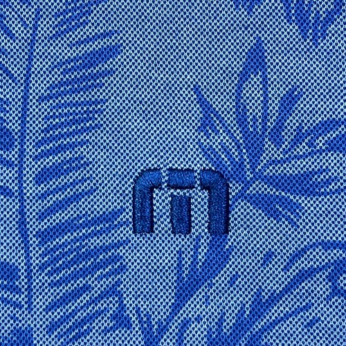 Travis Mathew Forever Young Herren Golf Polo Large blau Pima AOP Blätter Palmen Shirt - Bild 2 von 9