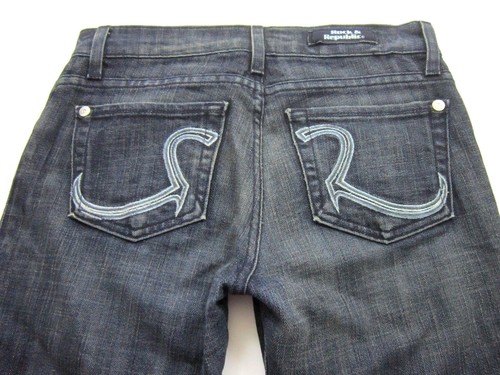 ROCK & REPUBLIC ROTH BOOT CUT WOMEN'S BLUE JEANS SIZE 24 X 35 DARK WASHED - Bild 4 von 6