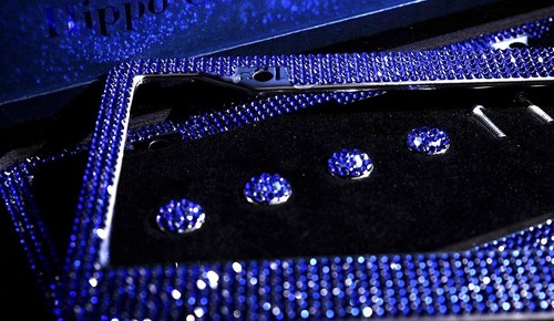 1 LUXURY BLUE Diamond Crystal License Plate Frame Caps Made with Swarovski Bling - Picture 3 of 6