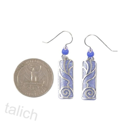Adajio Earrings Periwinkle Column Shiny Silver Undersea Overlay Handmade in USA - Picture 5 of 5