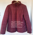 Ann Taylor Cranberry Colored Mock Turtleneck Ski Jacket Quilted Barn Coat SZ Med — photo 1