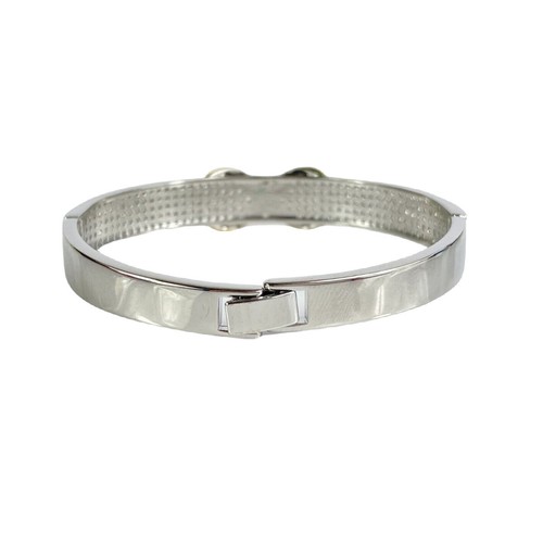 White Gold Finish Created Diamond and Yellow Gold Infinity Sign Bangle Bracelet - Picture 4 of 7