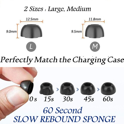 Memory Foam Tips for Sony WF-1000XM4 True Wireless Earphones Anti-Slip Eartips - Picture 5 of 9