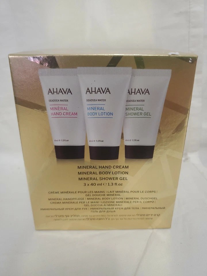 AHAVA Magnífico Trío Mineral Crema de Manos Loción Corporal Gel de Ducha Vegano En Caja Foto 3 de 3