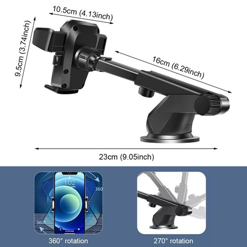 Car Phone Holder Dashboard Windshield Phone Mount Universal for iPhone Samsung - Picture 11 of 12