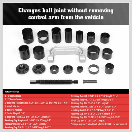 21Pcs Ball Joint Auto Repair Tool Service Removal Installer Master Adapter Kit - Picture 4 of 11