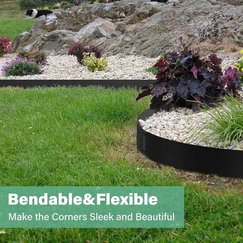 Bordes de acero negro de 10" H para paisaje bordes metálicos borde de césped para jardín al aire libre Foto 4 de 4