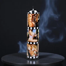 Tall Standing Metal Ashtray – Retro Floor-Standing Smoker’s Bin with Push