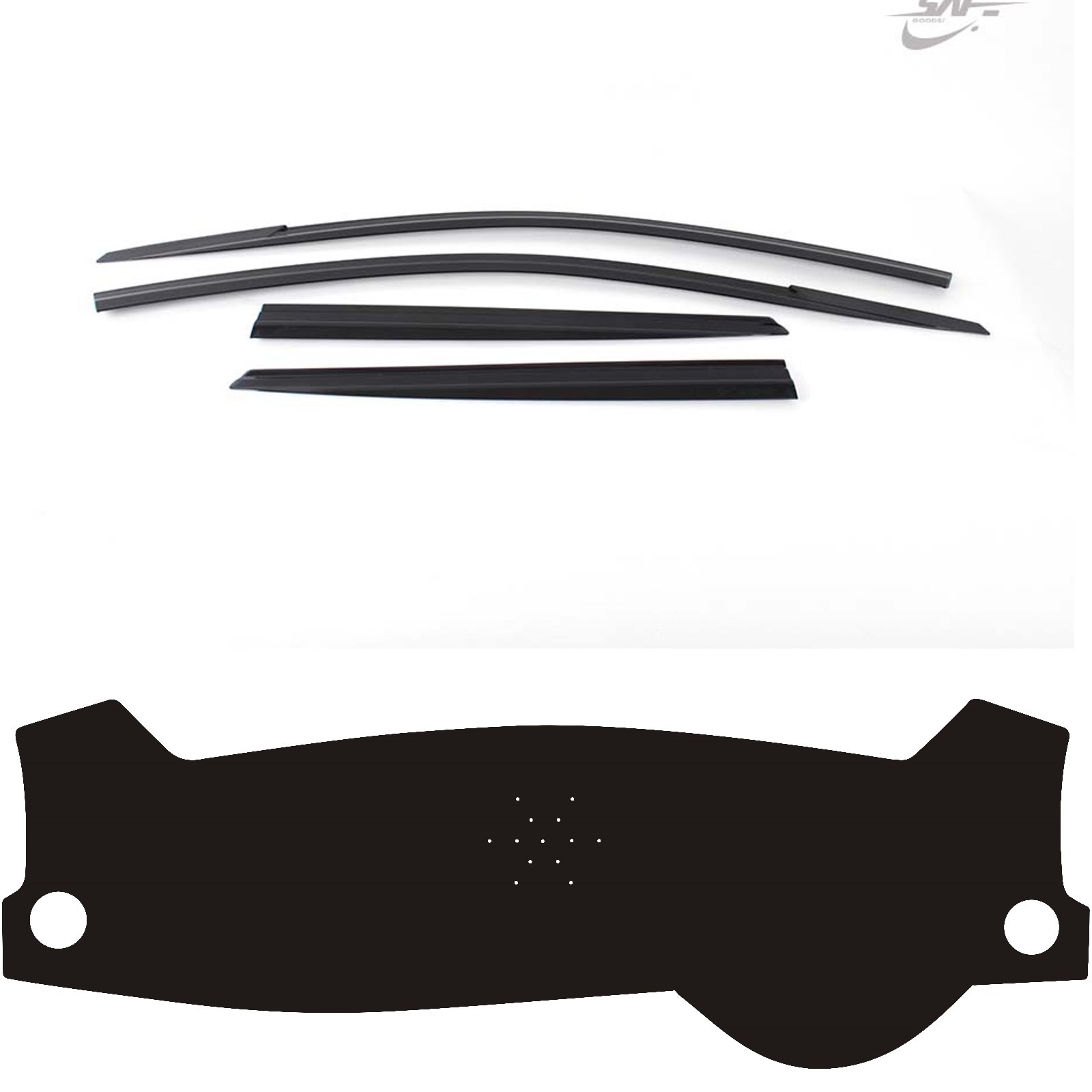 Smoke Wind Deflectors with Black Dash Mat for 2018 KIA Stonic RH Drive