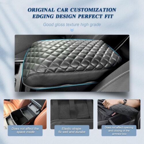 Car Center Console Lid Armrest Cover PU Leather For Kia Sorento 2021-2024 Black - Picture 6 of 7