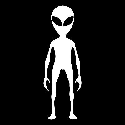 UFO Alien Standing White Car Truck Window Wall Laptop Vinyl Decal Sticker.