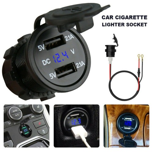 1x 12V 3.1A Waterproof Dual USB Ports Charger Socket Outlet LED Car Accessories - Imagen 2 de 12