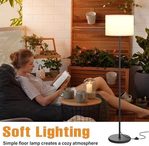 Modern Floor Lamp, 60in Tall, White Shade, Black Pole, Foot Switch, Without Bulb - Picture 4 of 9