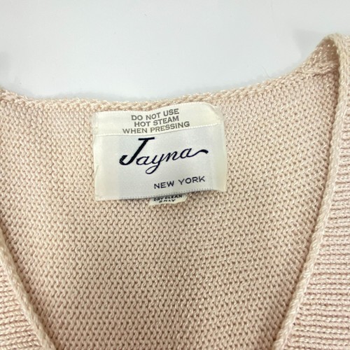 Vintage Jayna New York Knit Sweater Blush Pink Embroidered V-NECK Size Large - Picture 3 of 9