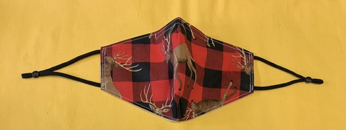 Buck Plaid Fabric Face Mask Covering-Child, Teen and Adult size - Picture 2 of 2