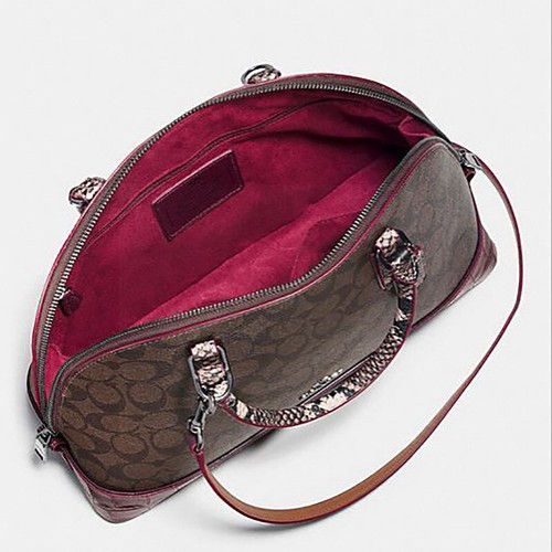 Coach Signature with Eotic Mix Sierra Satchel Purse Bag F38246 ~ MSRP $485 - Picture 9 of 10