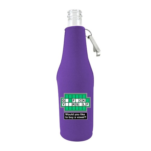 Go F Yourself Beer Bottle Coolie with attached Bottle Opener; wheel, vowel, buy - Picture 8 of 9