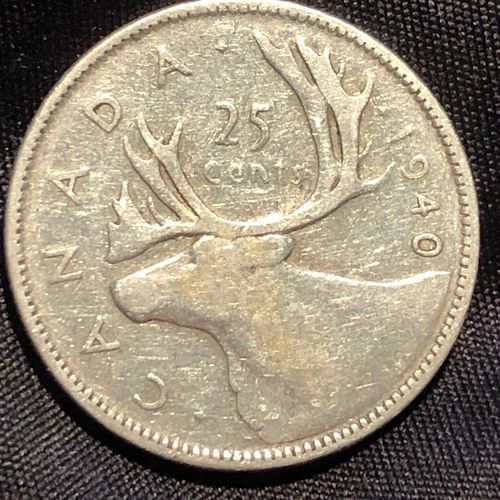 1940 Canada 25 Cents Silver Coin - VF (Very Fine) condition