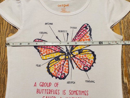 Cat & Jack Girls Butterfly Pajama Set Size M 7/8 T Shirt Shorts 2 Pc PJs Glitter - Picture 11 of 18