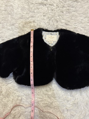Kate Spade New York Girls 4 Coat Fur Shrug Holiday Black Top Bolero Dressy Crop - Picture 8 of 13