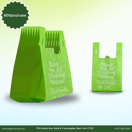 Reusable Non Woven Grocery T-Shirt Shopping Tote Bag, 45GSM - Large 1/6 - Picture 5 of 6