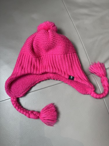 THE NORTH FACE FUZZY EARFLAP BEANIE Winter Hat GIRLS' Pink One Size - Picture 2 of 7