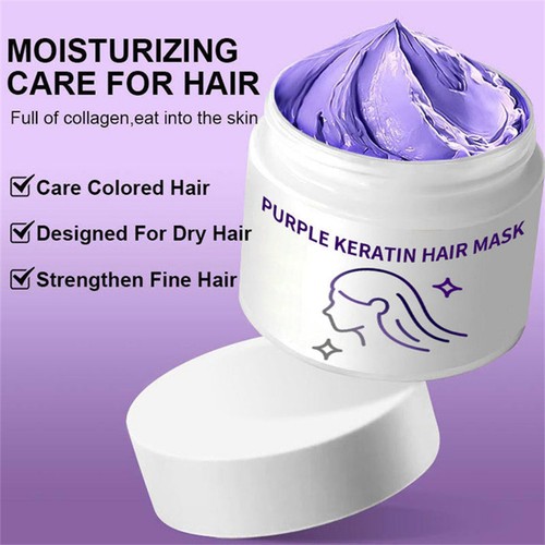 Detroitrain Purple Keratin Hair Mask, Keratin Hair Mask Deep Conditioning - Foto 3 di 12