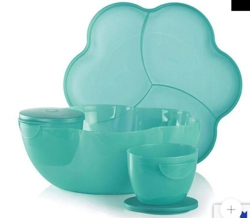 Tupperware Chip N Dip Schüssel Set Deckel Serviertablett mit 2 Schüsseln Neu - Bild 2 von 3
