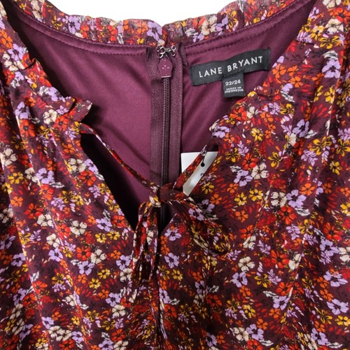 Vestido Lane Bryant Para Mujer Plus 22/24 Borgoña Floral Forrado de Gasa Nuevo con Etiquetas - Imagen 4 de 12