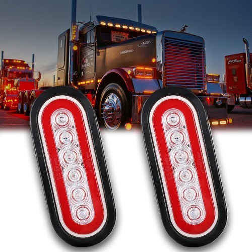 2x Trailer Truck 6 LED Sealed RED Yellow 6" Oval Stop/Turn/Tail Light Waterproof - Bild 9 von 10