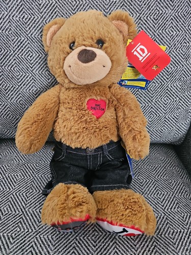 One Direction 1D 2013 Build a Bear 16" Heart Plush Teddy Bear WITH JEANS & TAGS