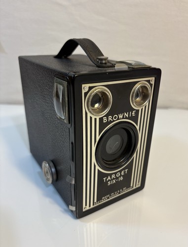 Cámara vintage Eastman Kodak Brownie Target seis-16 CAJA años 50 Art Deco sin probar - Imagen 1 de 4