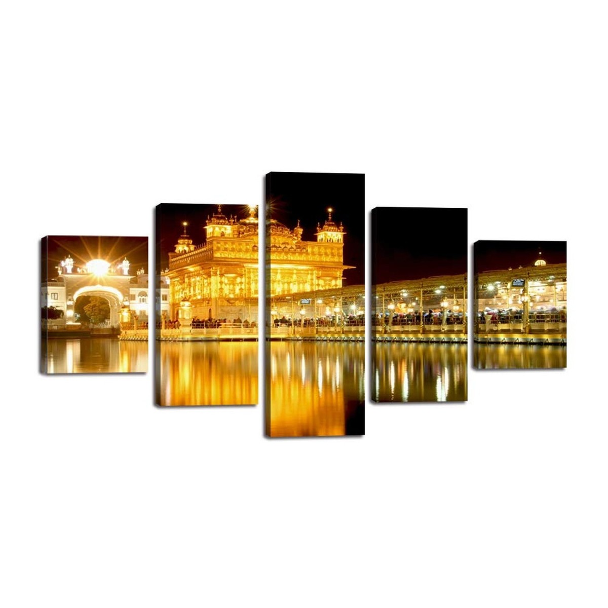 5 Piece Sikh Canvas Wall Art Golden Temple at Amritsar