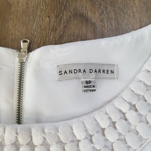 Sandra Darren White Sheath Dress Size 8P Petite New Crochet Bridal Party Wedding - Picture 4 of 8