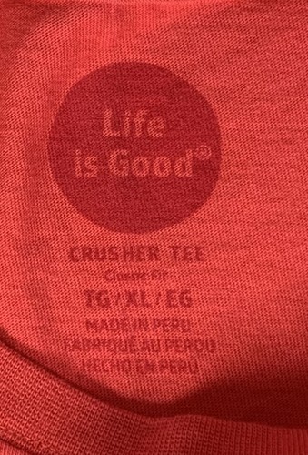 Life is Good Camping Outdoors Dog Relax Crusher T Shirt Mens XL Red - Picture 4 of 4