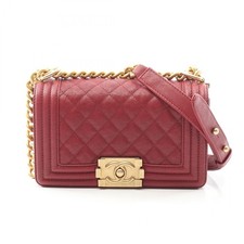 Chanel Boy Chanel Calfskin Shoulder Bag Women Red One Size