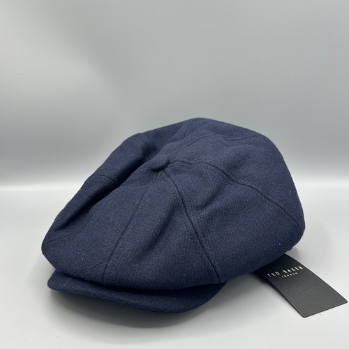 Ted Baker dunkelblau Wollfilz Bakerboy Mütze Flatcap One Size S/M neu mit Etikett