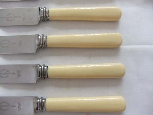 Vintage Viners Art Deco Style Dinner Knives x 6  Stainless Steel Length 24 cm - Picture 5 of 8